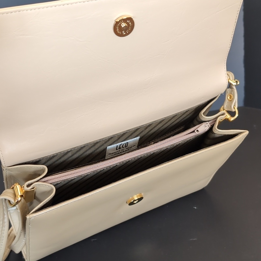 Vintage Leco Canada Beige Leather Womans Shoulder Bag. - Picture 9 of 16